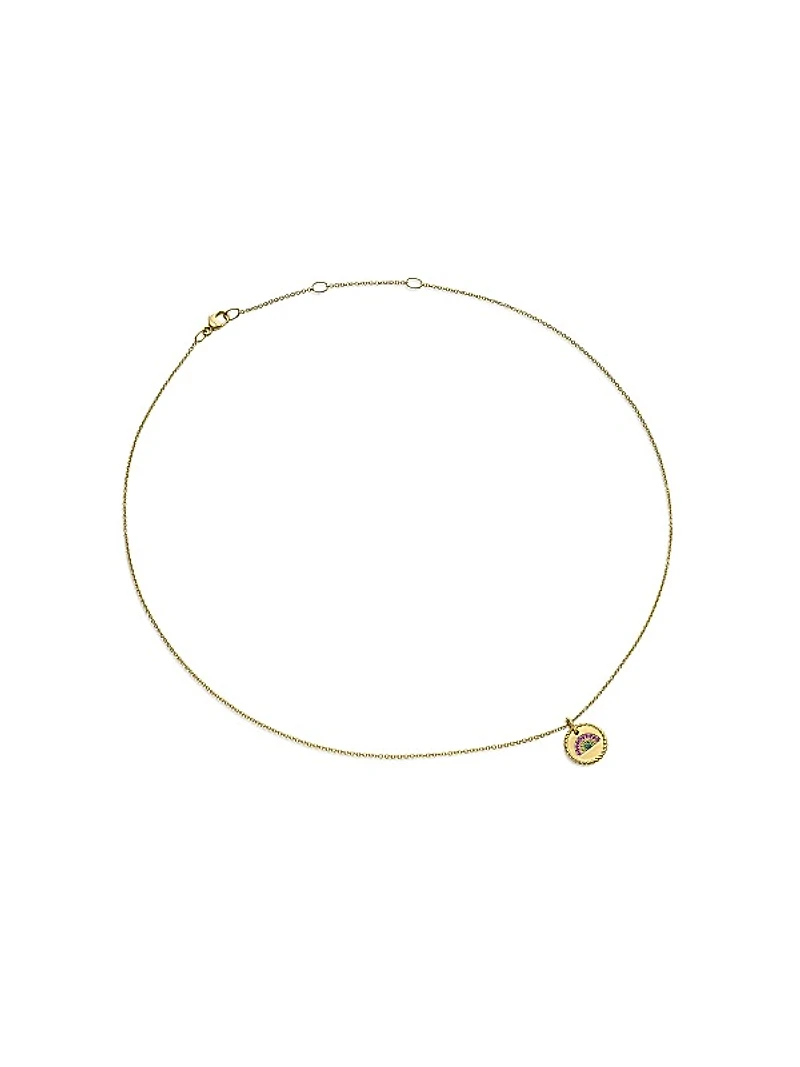 Cable Collectibles Rainbow Necklace in 18K Yellow Gold with Pavé Sapphires and Tsavorites, 11mm