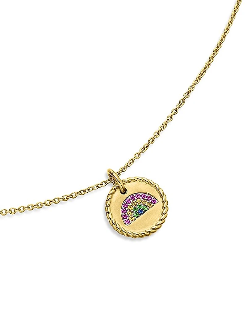 Cable Collectibles Rainbow Necklace in 18K Yellow Gold with Pavé Sapphires and Tsavorites, 11mm