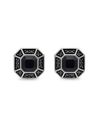Streamline Pavé Stud Earring in Sterling Silver