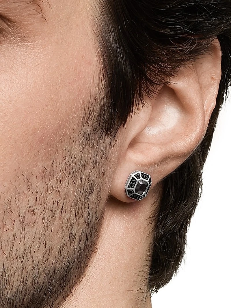 Streamline Pavé Stud Earring in Sterling Silver