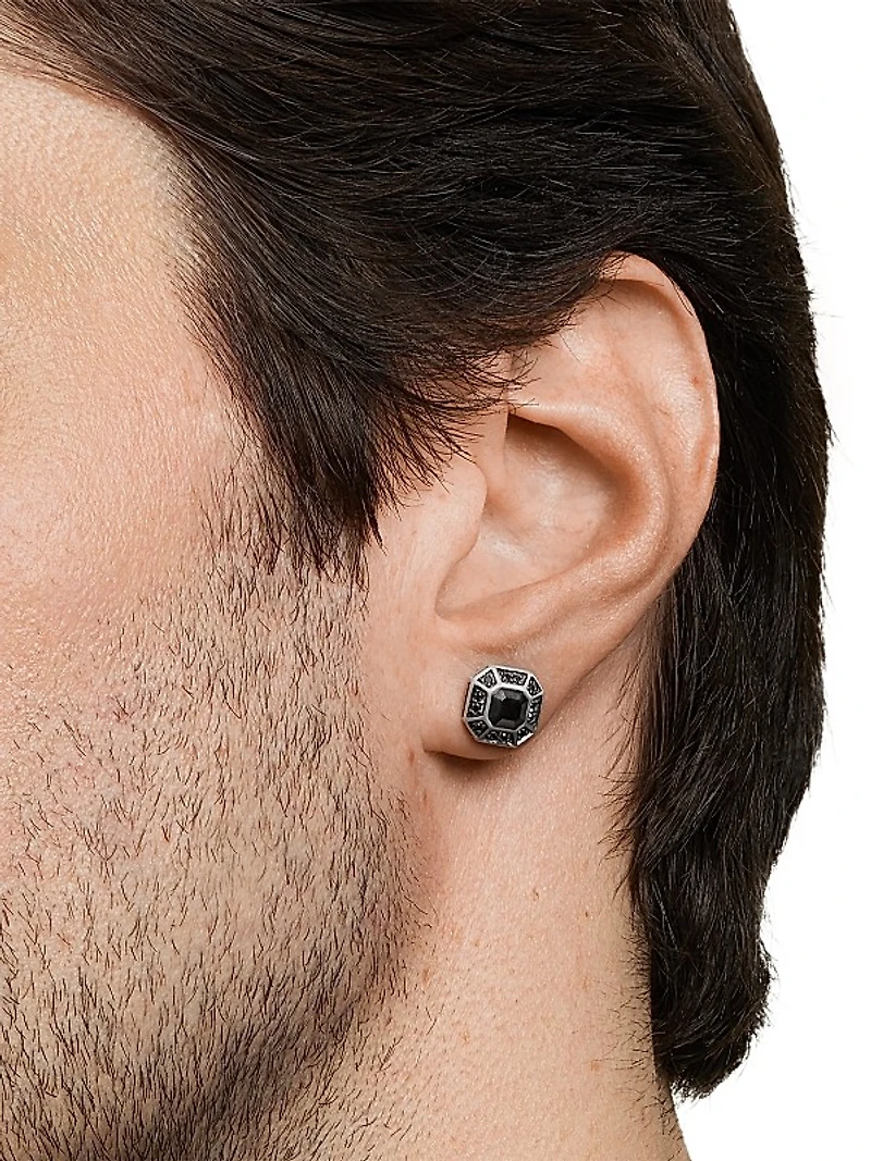 Streamline Pavé Stud Earring in Sterling Silver