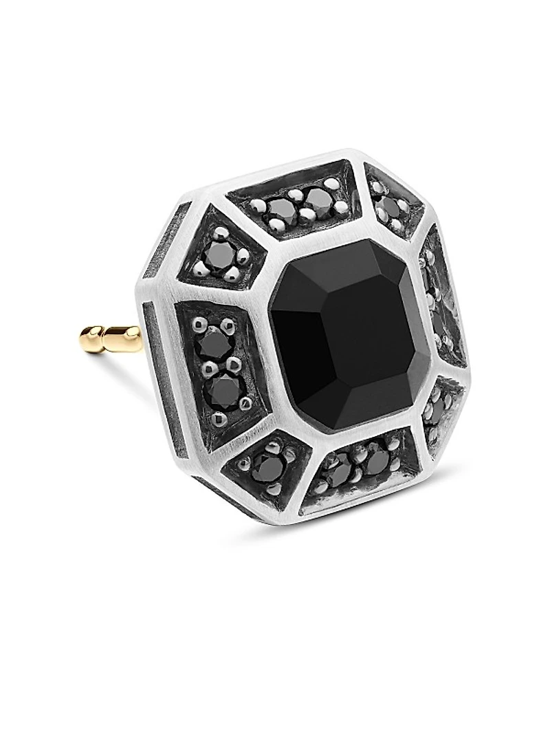 Streamline Pavé Stud Earring in Sterling Silver