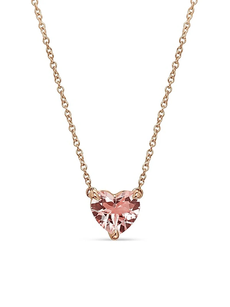 Chatelaine Heart Pendant Necklace in 18K Rose Gold with Morganite, 8mm