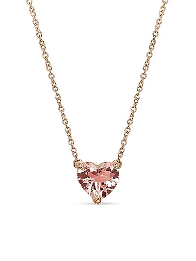 Chatelaine Heart Pendant Necklace in 18K Rose Gold with Morganite, 8mm