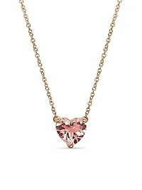 Chatelaine Heart Pendant Necklace in 18K Rose Gold with Morganite, 8mm