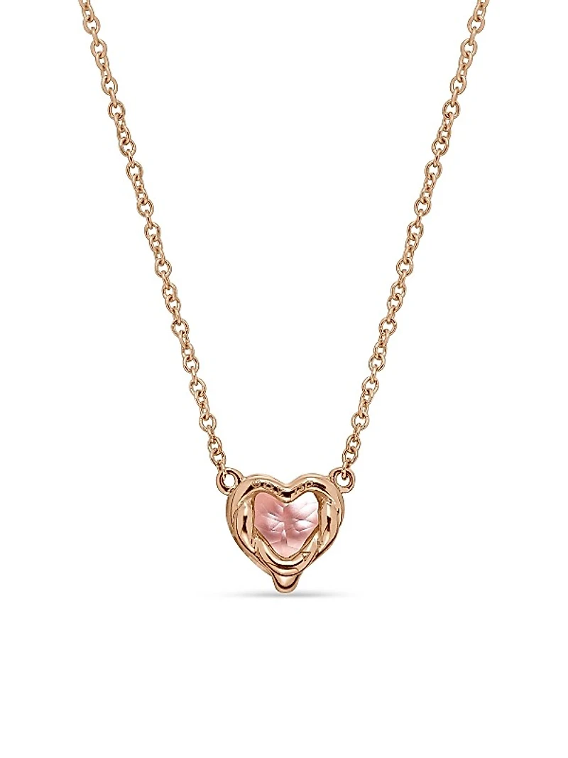 Chatelaine Heart Pendant Necklace in 18K Rose Gold with Morganite, 8mm