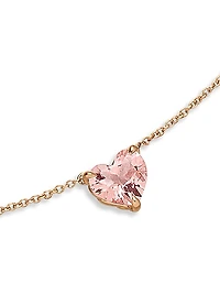 Chatelaine Heart Pendant Necklace in 18K Rose Gold with Morganite, 8mm