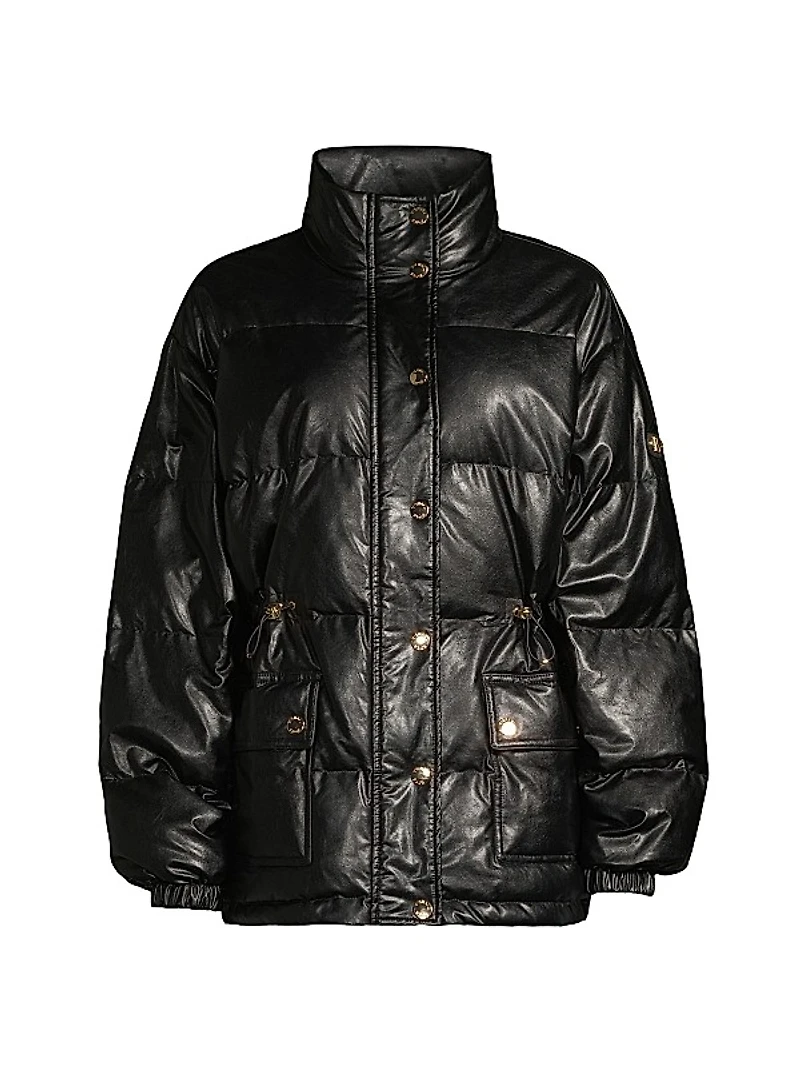 Faux-Leather Puffer Jacket