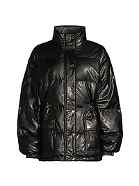 Faux-Leather Puffer Jacket