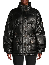 Faux-Leather Puffer Jacket
