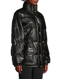 Faux-Leather Puffer Jacket