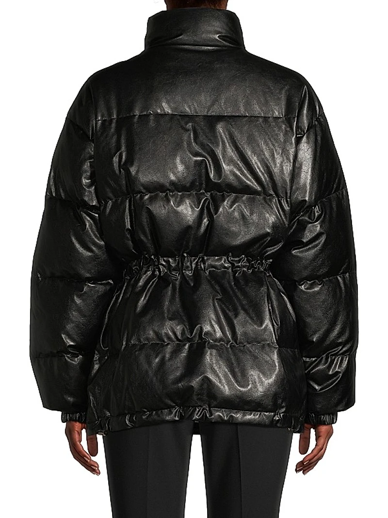 Faux-Leather Puffer Jacket