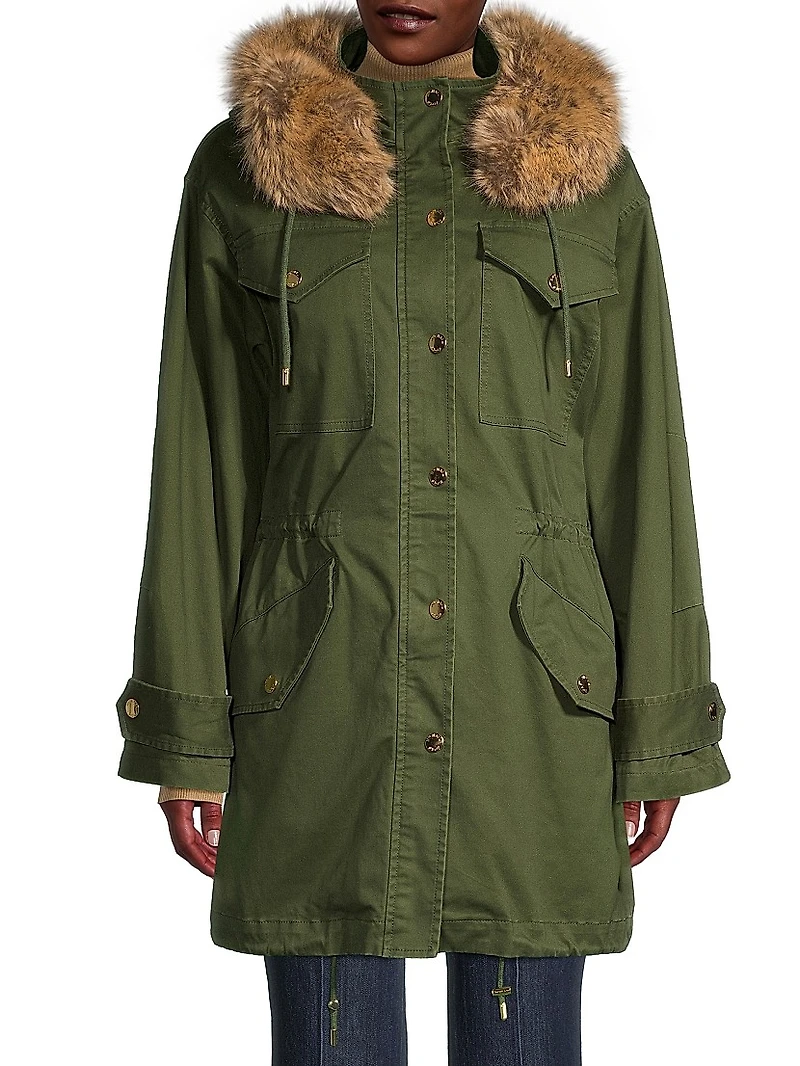 Faux-Fur Collar Anorak Jacket