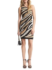 Tiger One-Shoulder Body-Con Minidress