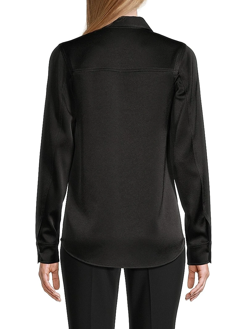 Satin Half-Buttoned Tunic Top