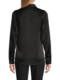 Satin Half-Buttoned Tunic Top