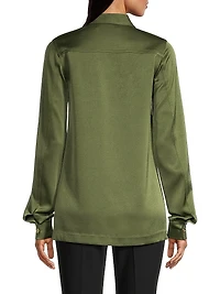 Satin Half-Buttoned Tunic Top