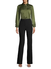 Satin Half-Buttoned Tunic Top