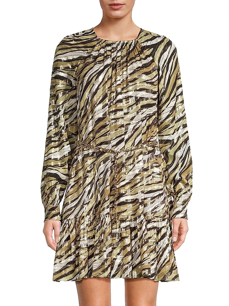 Metallic Tiger Stripe Minidress