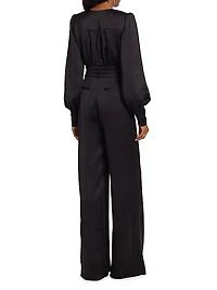 Madelane Satin Plunge Jumpsuit