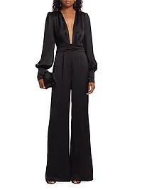 Madelane Satin Plunge Jumpsuit