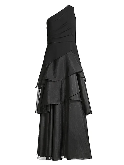 One-Shoulder Tiered Gown