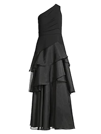 One-Shoulder Tiered Gown