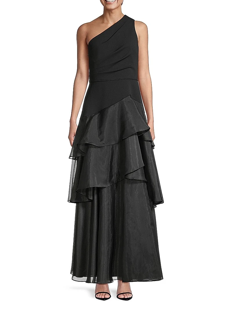 One-Shoulder Tiered Gown
