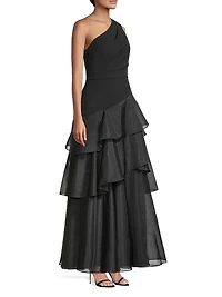 One-Shoulder Tiered Gown