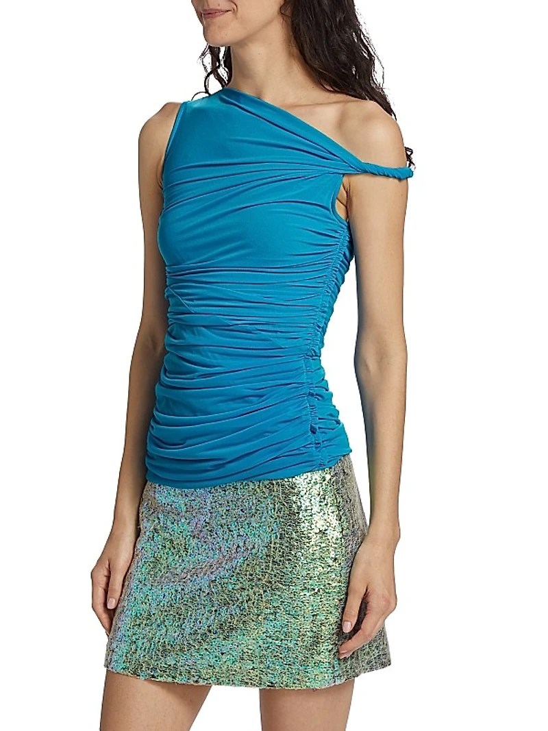 Asymmetric Ruched Twist Top