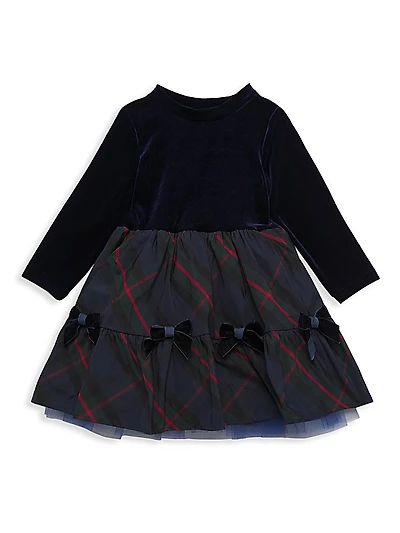 Baby Girl's, Little Girl's & Girl's Velvet Long-Sleeve Plaid Dress