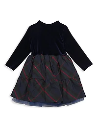 Baby Girl's, Little Girl's & Girl's Velvet Long-Sleeve Plaid Dress