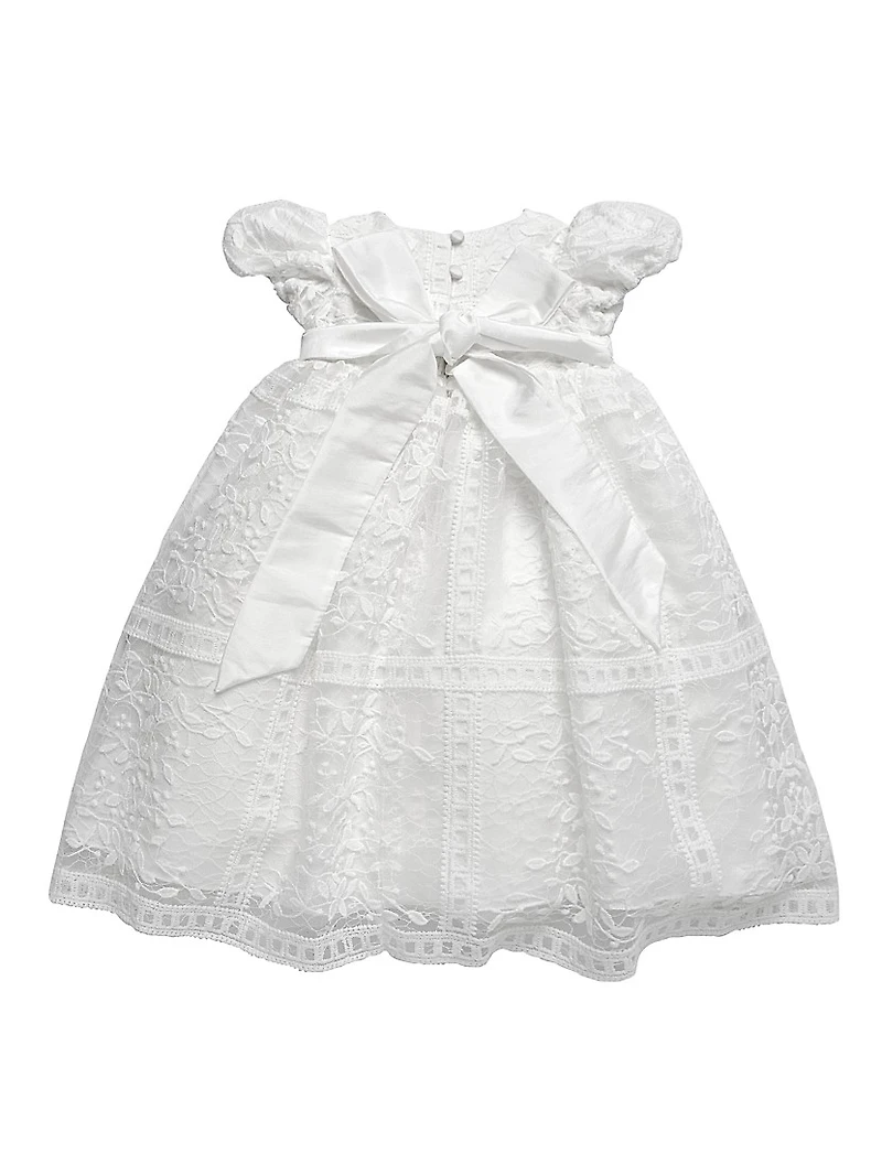 Baby Girl's Floral Lace Dress & Bonnet Set