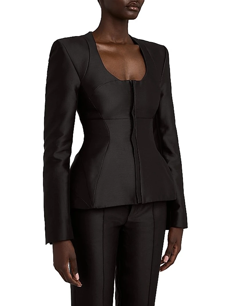 U-Turn Fitted Mikado Blazer