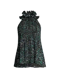 Emery Printed Ruffle Halter Blouse