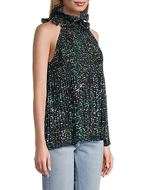 Emery Printed Ruffle Halter Blouse