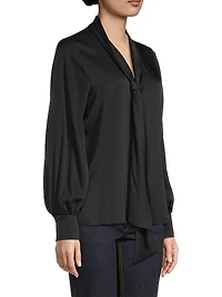 Ella Silk-Blend Tie-Neck Blouse