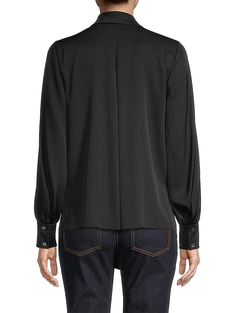 Ella Silk-Blend Tie-Neck Blouse
