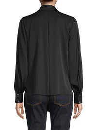 Ella Silk-Blend Tie-Neck Blouse