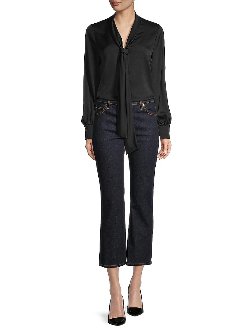 Ella Silk-Blend Tie-Neck Blouse