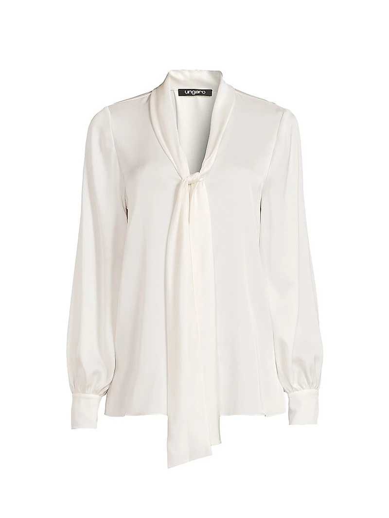 Ella Silk-Blend Tie-Neck Blouse