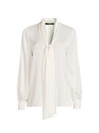 Ella Silk-Blend Tie-Neck Blouse