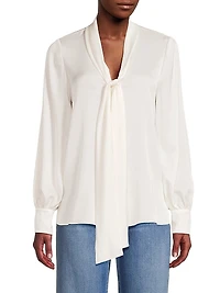 Ella Silk-Blend Tie-Neck Blouse
