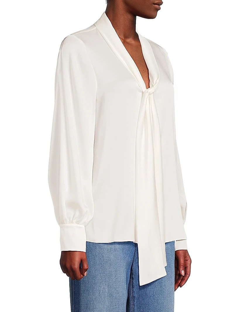 Ella Silk-Blend Tie-Neck Blouse