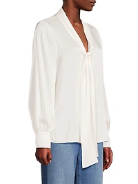 Ella Silk-Blend Tie-Neck Blouse