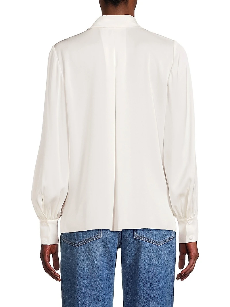 Ella Silk-Blend Tie-Neck Blouse