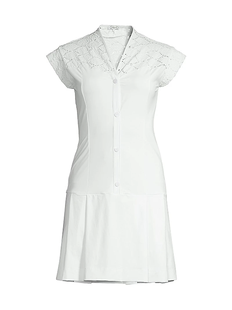 Lace Yoke Cap-Sleeve Minidress