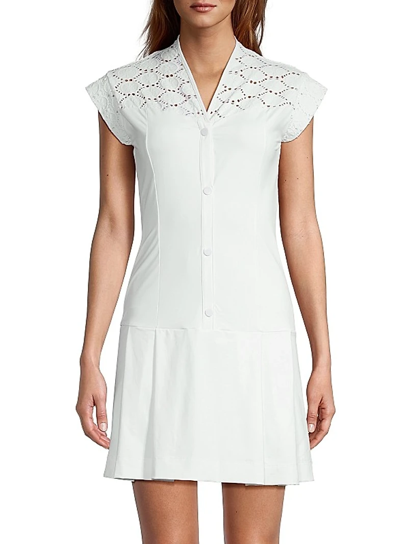 Lace Yoke Cap-Sleeve Minidress