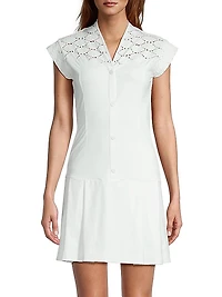 Lace Yoke Cap-Sleeve Minidress