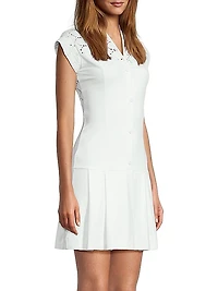 Lace Yoke Cap-Sleeve Minidress